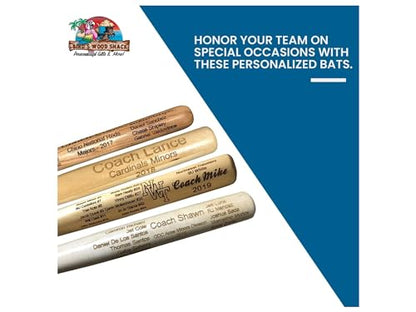 Bird's Wood Shack Mini Baseball Bat Keepsake - Solid Wood, Laser-Engraved Customizable Mini Bat for Teammates, Coaches, Ring Bearers - Baseball Bat Decor - 18-inch - Unique Trophy for Little League