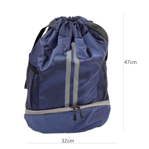Outdoor Men Football Basketball Bag Gym Swimming Drawstring Bags Women Waterproof Oxford Backpack (Navy Blue) - color: Navy Blue