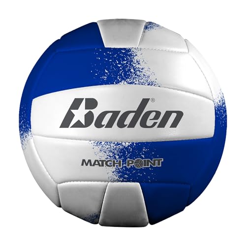 Baden | Match Point | Cushioned Synthetic Leather | Outdoor Recreation Backyard Volleyball + College Camp Ball | Official Size 5 - color: Royal Blue/White