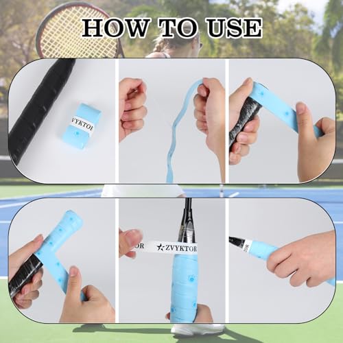 Tennis Racket Grip Tape, Ultra Thin Tacky Tennis Overgrip for Sweat Absorption & Control – Durable Anti-Slip Replacement Grip for Tennis, Badminton & Pickleball (3 Pack) - color: CAT BLUE