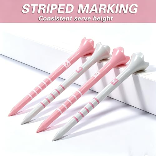 Stable & Durable Plastic Golf Tees 60Pcs Size 2-3/4 Inch or 3-1/4 Inch Packaged in Plastic Jar with Lid Available Pink White Blue Color