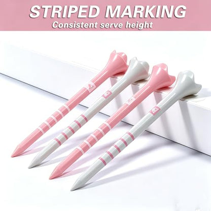 Stable & Durable Plastic Golf Tees 60Pcs Size 2-3/4 Inch or 3-1/4 Inch Packaged in Plastic Jar with Lid Available Pink White Blue Color
