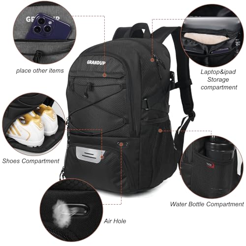GRANDUP Basketball backpack with ball and shoes compartment Fit Volleyball, soccer, Swim, Gym, Travel, and School, large capacity sports training equipment bags