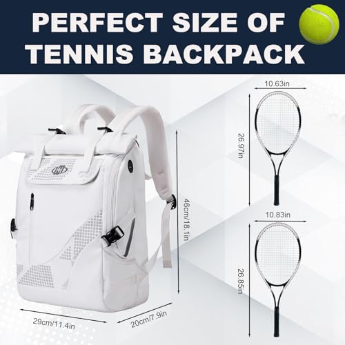 UMGG Tennis Bag Tennis Backpack for Women Men Holds 2 Rackets with Shoe Compartment, Large Pickleball Backpack Hold Tennis Racket, Pickleball Paddles, Badminton Racquet