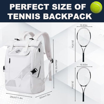 UMGG Tennis Bag Tennis Backpack for Women Men Holds 2 Rackets with Shoe Compartment, Large Pickleball Backpack Hold Tennis Racket, Pickleball Paddles, Badminton Racquet
