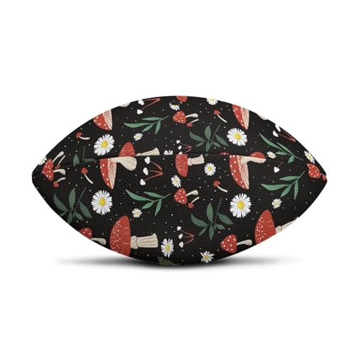 SYtrade Recreational Football Game Footballs PU Composite Leather Footballs for Training Indoor Outdoor - color: Mushroom Daisy Black
