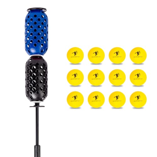 Baseball & Softball Swing Trainer and 12 Durable Foam Balls, Boost Your Bat Speed by Up to 20+ MPH, Unlock Swing Speed Increases. Great Gift for Baseball and Softball - color: Black/Blue, size: Aero Bat Youth+12 Soft Training Balls