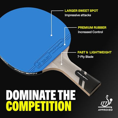 PRO-SPIN Ping Pong Paddles – ITTF Approved Professional Table Tennis Rackets with Carbon Fiber for Superior Control | 7-Ply Blade, Premium Rubber, 2.0mm Sponge - color: 4-Pack | Blue/Red