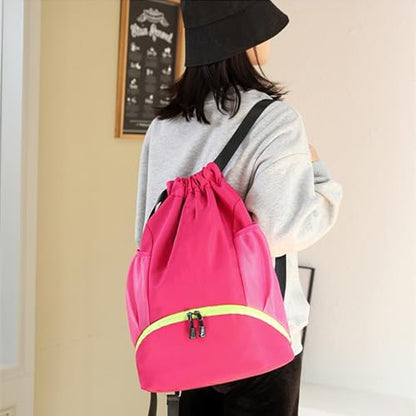 Soccer Bags, Waterproof Drawstring Gym Backpack for Baskestball Rugby Volleyball Yoga, Large Capacity Sports Bag - color: Rose