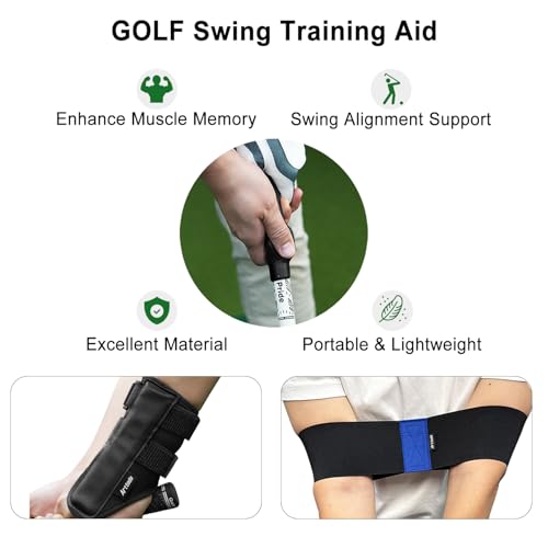 Right Hand Golf Grip Trainer 2 Pack with Arm Band & Wrist Strap, Golf Training Aid Kit, Grip Trainer Golf Club to Correct Hand Position and Develop Muscle Memory