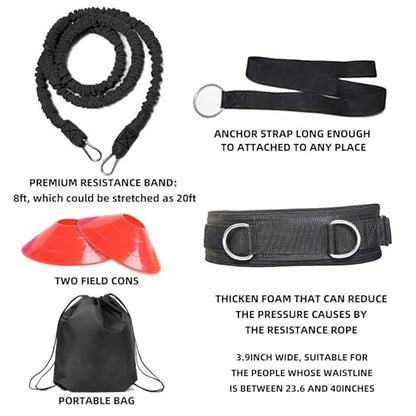 Speed Training Equipment, Resistance Band 80lb Multi-Sport Exercise Set with Handles Help to Improve Focus Explosive Agility Power Suit for Vertical Jumping Baseball Running Football