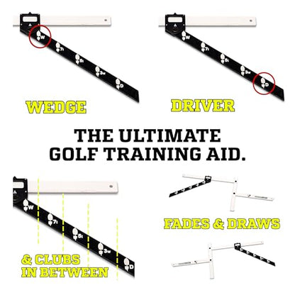 Golf Stance and Alignment Training Aid – Setup Left & Right Handed - Proper Ball Position & Foot Placement Golf Aids/Tool – Pro Perfect Wedge to Driver – Portable Alignment Stick Mat