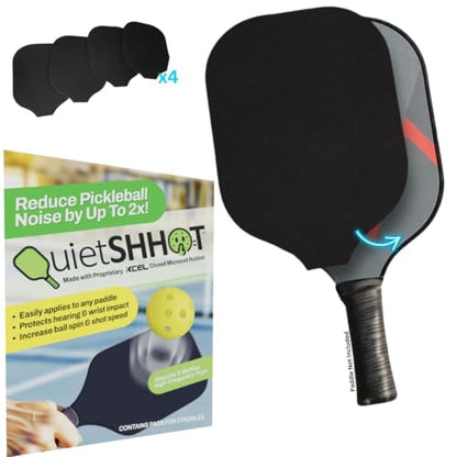 (4 Pads) Quietshhot Mutes The Thud - Not The Game Fits On Top of Your Pickleball Paddle to Reduce The Pitch by Up to 4X - Quiet The POP- NOT The Game - - style: Standard/Hybrid Paddle Size 10.5" x 7.6" - 4 Pads