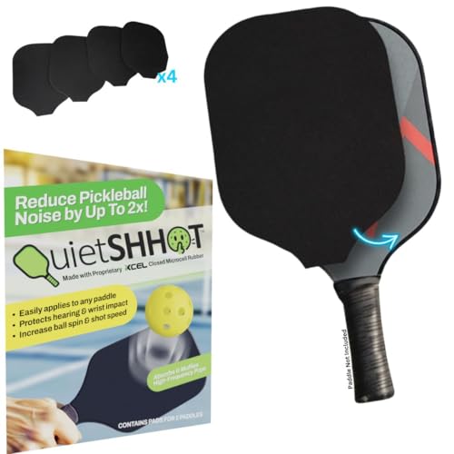(4 Pads) Quietshhot Mutes The Thud - Not The Game Fits On Top of Your Pickleball Paddle to Reduce The Pitch by Up to 4X - Quiet The POP- NOT The Game - - style: Standard/Hybrid Paddle Size 10.5" x 7.6" - 4 Pads