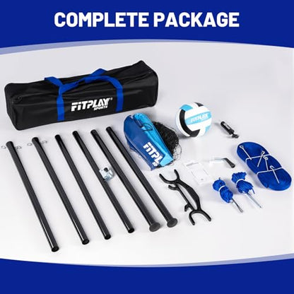 Outdoor Portable Volleyball Net Set with Anti-Sag Winch System,PU Volleyball,Pump,Height Adjustable Steel Poles,Boundary Line and Waterproof Carry Bag for Backyard, Beach, Lawn