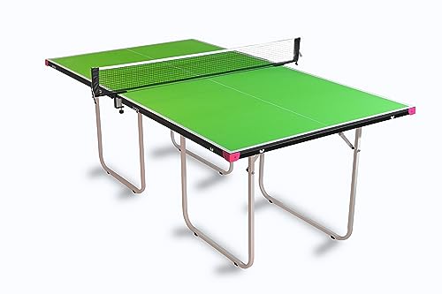 Butterfly Junior Ping Pong Table - 3/4 Size Table Tennis Table - Space Saver Game Table for Game Room - Regulation Height Ping Pong Table - Sturdy Frame - Ships Assembled with Net - color: Green