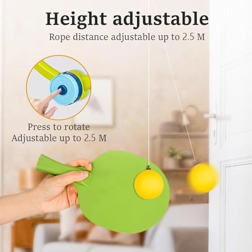 Door Plinking Game, Door Pong Game for Kids, Door Ping Pong Trainer, Adjustable Hanging Table Tennis Set with 1 Pc Trainer&6 Balls, Daily Portable Exercise Kit