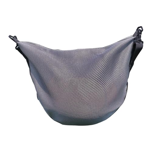 Basketball Equipment Bag with Adjustable Strap, Large Mesh Ball Storage for Helmet Volleyball Football, Gray