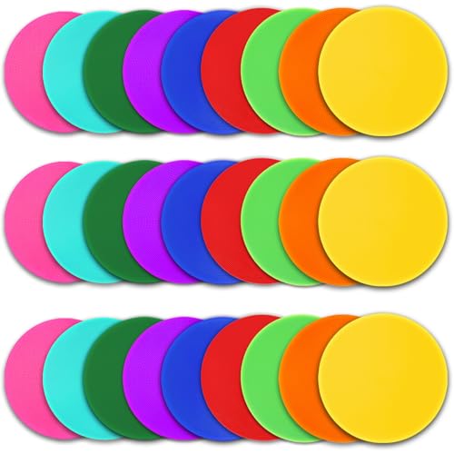 Spot Markers 9/10 Inch Floor dots Non-Slip Rubber Agility Markers Flat Field Cones for Gym/PE Soccer Football, Basketball Training Markers,School Activities, Exercise Drills, Dance Practice - style: 9 inch 27Pcs(9 Colors)