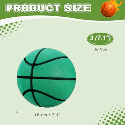 Silent Basketball, Quiet Basketball High Density Foam No Noise Sculpted Groove Bouncing Ball with Net Bag - color: Green, size: 7.1 Inch