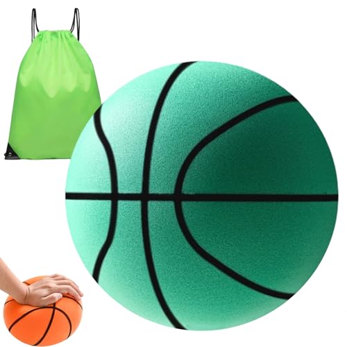 Silent Basketball Size 7/5/3, 2026 New Indoor Basketball Training Ball, Pro PU Foam Ball – Real Feel Higher Bounce Quieter - color: Green, size: #3