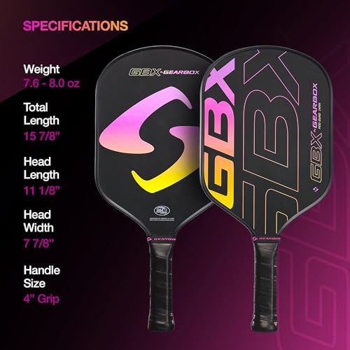 Gearbox GBX Quad Mod 14mm Pickleball Paddle – Textured Glass Fiber Face, Enhanced Spin & Control, PU Molded Handle, 14mm Poly Core – Lightweight, Durable, High-Performance Paddle