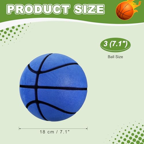 Silent Basketball, Quiet Basketball High Density Foam No Noise Sculpted Groove Bouncing Ball with Net Bag - color: Blue, size: 7.1 Inch