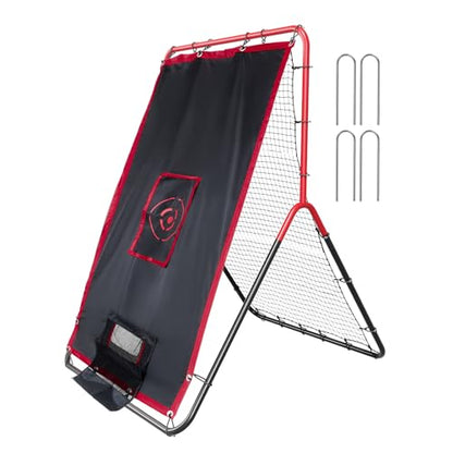 VEVOR Baseball and Softball Rebounder Net, PitchBack Baseball Pitching Net, Volleyball Pitch Return Trainer Rebound Net with Pitching Target, All Angle Fielding Rebound Net for Grounders Pop Flies - style: 3X4.5FT(upgraded 2IN1)