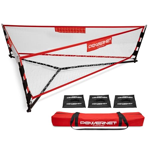 PowerNet Triple Threat Rebounder, Portable 3-Sided Futsal & Soccer Net, 80" L x 21" H Per Side, Training Equipment Rebound Net for Improving Soccer Ball Passing
