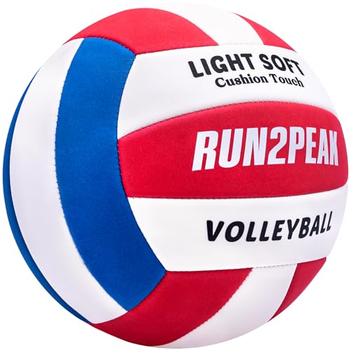 RUN2PEAK Light Soft Beginner Volleyball - Lightweight EVA Soft Foam Composite Cover Training Ball, Official Size 5 - Gentle on Arms, Safe for Indoor Play, Youth Practice, or Recreational Games
