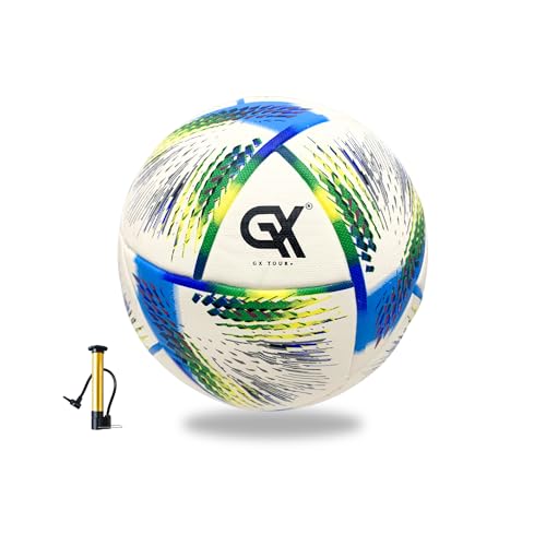 Thermo Bonded Polyurethane Soccer Ball Size 5 – Professional Grade PU Material, USA Quality Outdoor Sports, Premium Size 5 Soccer Ball for Training & Competitive Matches - color: YELLOW/BLUE/GREEN