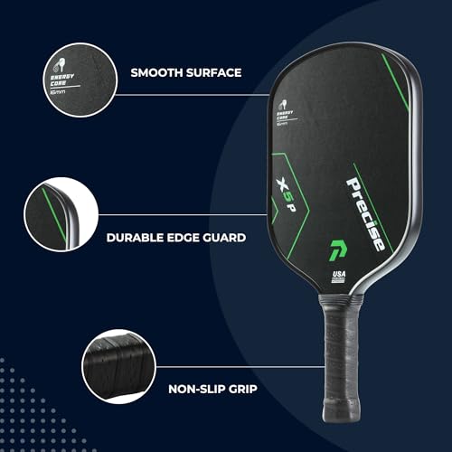 Precise Carbon Fibre Pickleball Paddle – USAPA Approved – Honeycomb Core – Smooth or Textured Surface Options – Comfort Grip – Indoor & Outdoor Racket