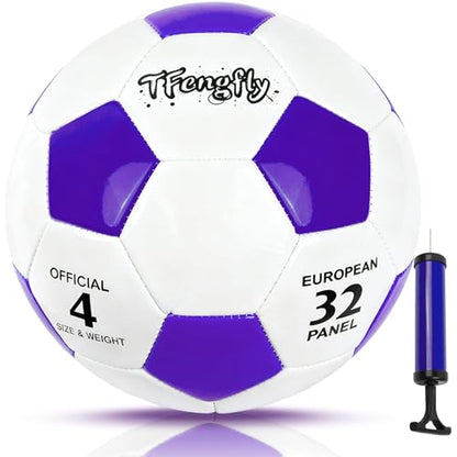 Soccer Ball Size 4 with Pump Needle Classic Thicker PU Tight Weaved Suitable for Youth Boy Girl League Game Trainning