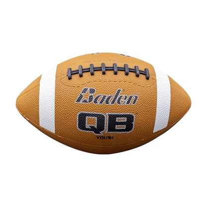 Baden QB Rubber Football | Molded Rubber Cover and Laces Holds up to Tough Conditions | Ideal for Backyard Play, Camps & Leagues | Brown | Pee-Wee, Junior, Youth, Official Sizes - size: Youth Size 7, style: Single Ball