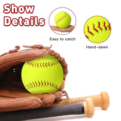 Sports Practice Softballs Slow Pitch Official Size and Weight Softballs, Unmarked Leather Covered Training Ball for Games, Practice and Training - size: 12 Inch