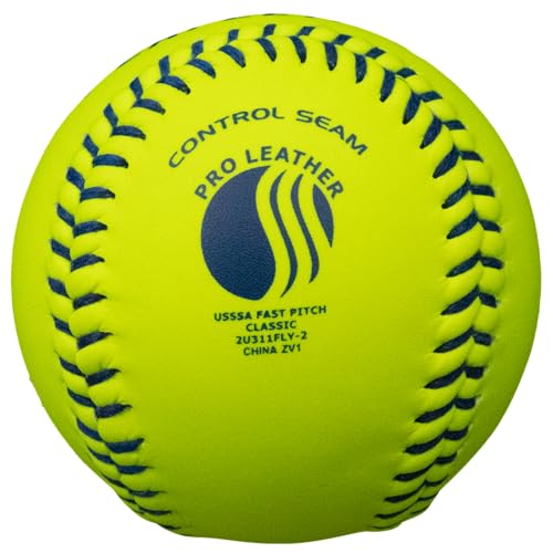 Baden | USSSA Approved | Official League Fastpitch Softballs | Perfection Leather | 11" or 12" | Optic Yellow | One Dozen