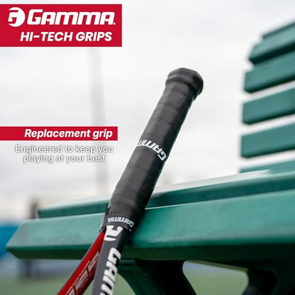 Gamma Hi-Tech Replacement Tennis Grip, High Traction Feel, Maximum Control, Durable Tennis Racquet Grip, Tacky Surface - style: Hi-Tech Gel Contour