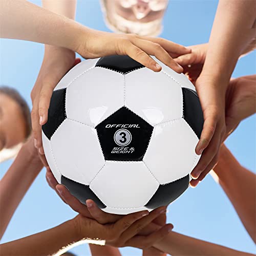 Kids Soccer Ball Sizes 3 Practice Traditional Soccer Balls Classic for Youth Perfect for Outdoor Indoor Match or Game Black-White 3Pcs with 1 Plastics Pump