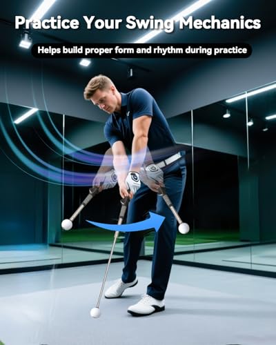 Retractable Golf Swing Training Aid with Click Sound, Right-Handed Golfs Grip Trainer for Tempo & Rhythm, Warm-Up Swing Stick for Chipping & Hitting, Portable Golf Accessories for Men