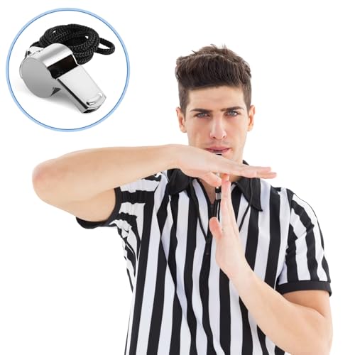 Guirnd Coach Whistle 4P, Stainless Steel Coaches Whistle with Lanyard, Loud Crisp Sound Sport Metal Whistles for Adults, Referees, Officials, Emergency, Outdoor