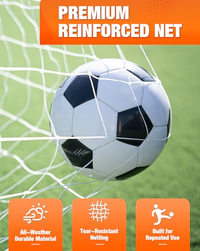 SPOYNAL 8x5 FT Soccer Goal for Backyard | Foldable Soccer Net with Metal Frame | Portable Training Goal for Home Practice, Park & Beach Use