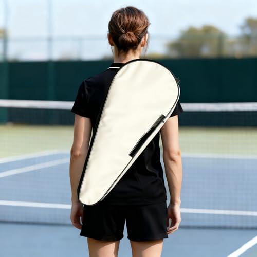 Tennis Bag Lightweight and Padded Tennis Rackets Cover with Adjustable Shoulder Strap - color: Off-white, size: 28"x11.5"