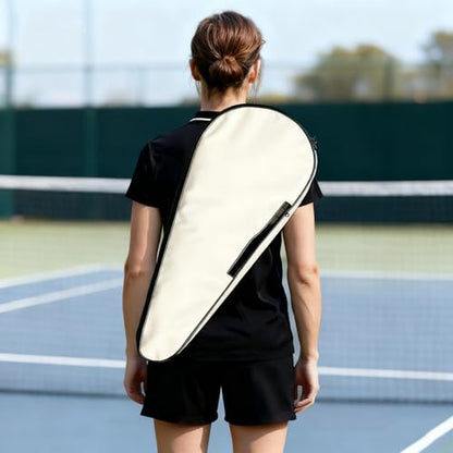 Tennis Bag Lightweight and Padded Tennis Rackets Cover with Adjustable Shoulder Strap - color: Off-white, size: 28"x11.5"