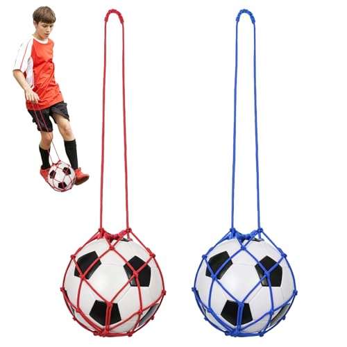 2 Pcs Soccer Ball Return Trainer Net Football Kick Trainer Net Fits Ball Size 3, 4, 5 Football Kick Throw Self Practice Training Aid Adjustable Waist Belt Footballs Training Equipment for Boys