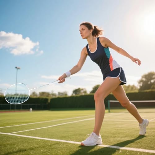 Badminton Rackets,Badminton Racket Set,Both Offensive and Defensive,Composite Carbon Ultra Light 82g Professional Training Racket,Including 2 Rackets,2 Shuttlecocks,and 1 Bag - color: 021-white
