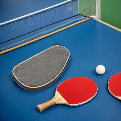 Toyvian 2pcs Table Tennis Racket Cover Protective Storage Bag with Ball Holder Portable Sports Equipment Organizer Grey Shell Case for Ping Pong Paddle