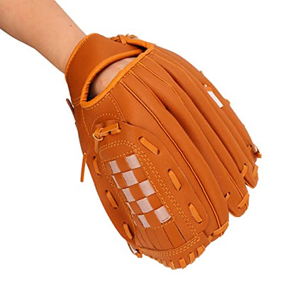 Baseball Pitcher Mitt Optimal Balance PVC Brown Catching Glove for Baseball Training for All Ages - size: 12.5 Inch