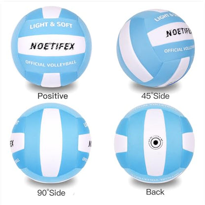 Soft Volleyball-Super Soft Fabric Light Volleyball for Indoor Practice Safe and Quiet Kids Youth Beginners House Yard Training Practice Games(Deflated) - color: Blue,white