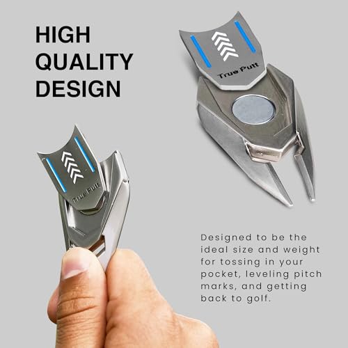 Ghost Golf Divot Tool - 5-in-1 Divot Repair Tool & Ball Marker Alignment Aid - Fix Pitch Marks on The Green - Club Rest & Groove Cleaner - Golf Equipment for Men & Women - color: Silver