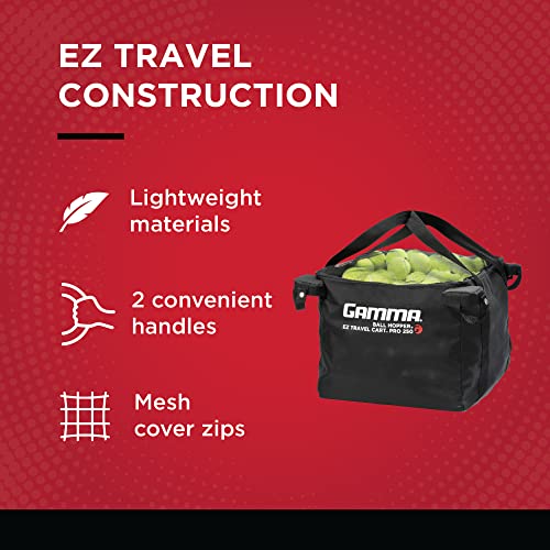 GAMMA Sports EZ Travel Cart, Tennis & Pickleball Hopper, Padel, Portable Compact Design, Sturdy Lightweight Construction, EZ Bags, 150 or 250 Capacity, Premium Carrying Case Included - size: 250 Ball, style: Bag